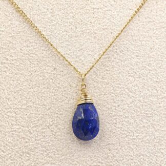 Collier chaîne et goutte en lapis lazuli
