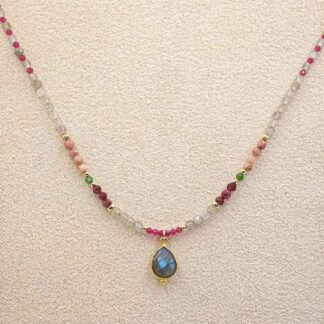 Collier multipierres ou bracelet triple rang labradorite