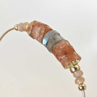 Jonc heishis labradorite et pierre de soleil